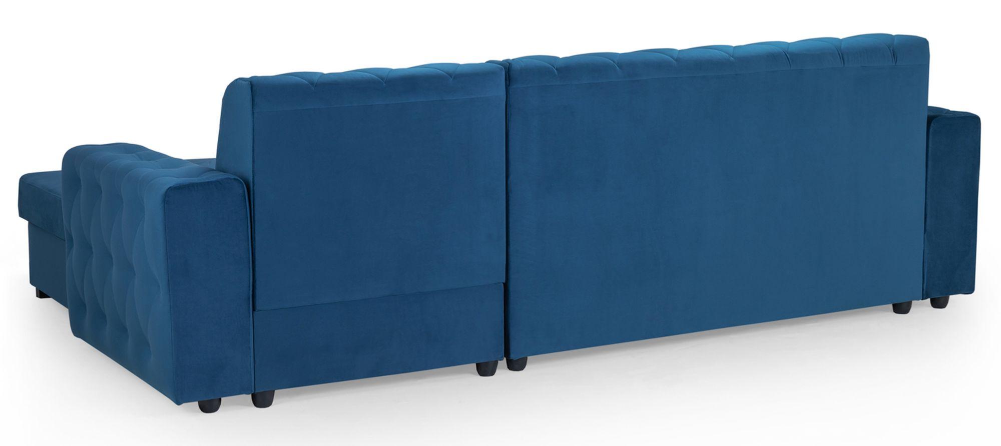 Product photograph of Reva Blue Fabric Right Hand Facing Pull Out Corner Sofabed With Storage from Choice Furniture Superstore.